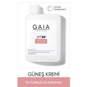 Gaia London Ton Eşitleyici, Aydınlık Etkili Yüksek Koruma Nemlendirici SPF50 UVA/UVB 120 ml Güneş Kremi