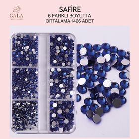 Gala Professional 6 Farklı Boyut Safire Crystal Taş Tırnak Süsleme