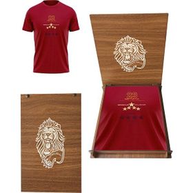 Galatasaray Aslan Ahşap Kutulu Lisanslı 2023 Şampiyonluk Çocuk T-Shirt