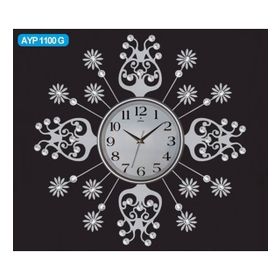 Galaxy AYP 1100-G Lale Desenli Ferforje Taşlı Duvar Saati