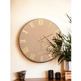 Galaxy Premium Serisi Aynalı 50 cm Sessiz Akar Roma Rakamlı Bronz Duvar Saati