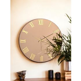 Galaxy Premium Serisi Aynalı 50 cm Sessiz Akar Roma Rakamlı Bronz Duvar Saati