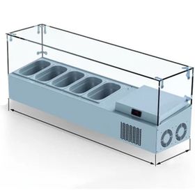 Galleyz GN 1/4-150 Set Üstü Saladbar Cam Kapak 132x34x30 cm Küvet
