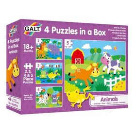 Galt 18 Ay+ 4 Puzzles in a Box Animals Puzzle