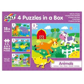 Galt 18 Ay+ 4 Puzzles in a Box Animals Puzzle