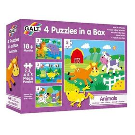 Galt 18 Ay+ 4 Puzzles in a Box Animals Puzzle