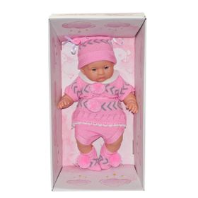 Galtoys 1127-A Azra Newborn Pembe Gri Triko Elbiseli Bebek