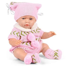 Galtoys 1127-A Azra Newborn Pembe Gri Triko Elbiseli Bebek