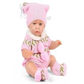 Galtoys 1127-A Azra Newborn Pembe Gri Triko Elbiseli Bebek