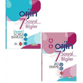 Gama Orjin 7. Sınıf Sosyal Destek Soru Bankası + 20 Deneme 2 Kitap 2023