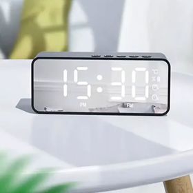 Gaman K12-11 Alarmlı Termometreli Dijital Masa Saati FM Radyo Siyah Bluetooth Hoparlör