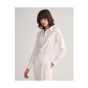 Gant 4300141.110 Beyaz Slim Fit Klasik Yaka Logolu Oxford Kadın Gömlek