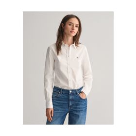 Gant 4300141.110 Beyaz Slim Fit Klasik Yaka Logolu Oxford Kadın Gömlek