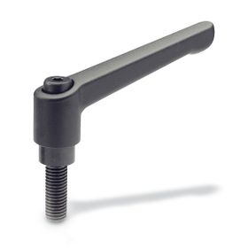 Ganter Normelemente GN 300 GN 300-78-M8-50-SW Siyah 1 Adet Sap Uzunluğu: 78 mm Vida Çelik Cilalı Griff Çinko-Basınçlı Döküm Siyah Plastik Kaplamalı Ayarlanabilir Sıkma Kolu İle Dişli Vida