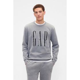 GAP 645634014 Logo Fleece Gri Günlük Stil Erkek Eşofman Üstü