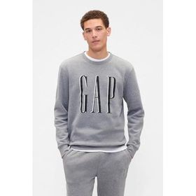 GAP 645634014 Logo Fleece Gri Günlük Stil Erkek Eşofman Üstü