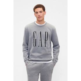 GAP 645634014 Logo Fleece Gri Günlük Stil Erkek Eşofman Üstü