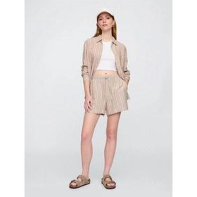 GAP 713422002 V-Linen 4 In Easy Po Stripe Kadın Şort