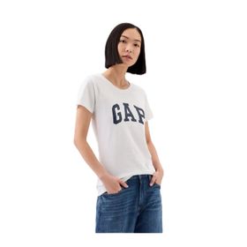 GAP 729555012 V-SS Logo Classic Beyaz Günlük Stil Kadın T-Shirt