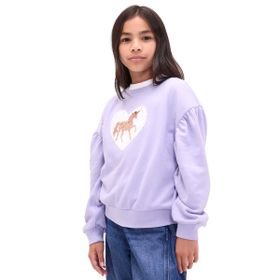 GAP 797763003 Mor Relaxed Flippy-Sequin Grafikli Çocuk Günlük Stil Eşofman Üstü