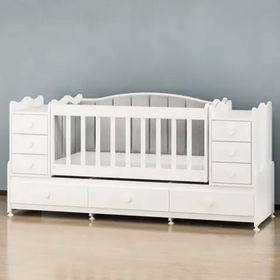 Garaj Home Efe 9 Gri Döşemeli Beyaz Çekmeceli Büyüyen Beşik
