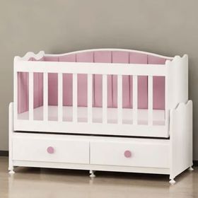 Garaj Home Elegant 60x120 cm Pembe Döşemeli Beyaz Beşik