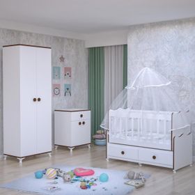 Garaj Home Elegant Yıldız 2 Kapaklı Bebek Odası Takımı Krem Kombinli Sümela Uyku Seti