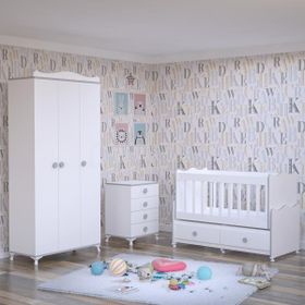 Garaj Home Elegant Yıldız 3 Kapaklı Bebek Odası Takımı Krem Kombinli Gri Uyku Seti