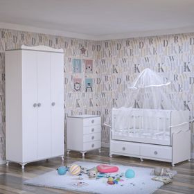 Garaj Home Elegant Yıldız 3 Kapaklı Bebek Odası Takımı Krem Kombinli Gri Uyku Seti