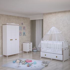Garaj Home Elegant Yıldız 3 Kapaklı Bebek Odası Takımı Krem Kombinli Sümela Uyku Seti
