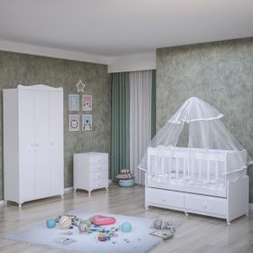 Garaj Home Elegant Yıldız 3 Kapaklı Bebek Odası Takımı Krem Kombinli Uyku Seti