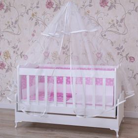 Garaj Home Elit 60x120 cm Yatak Cibinlik Beşik Pembe Beyaz Uyku Seti