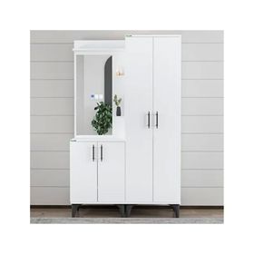 Garaj Home Modern Beyaz Aynalı Raflı Dolap