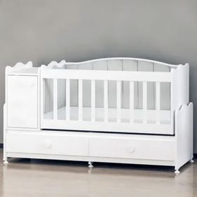 Garaj Home Pırlanta Mdfli Dolaplı 60x120 cm Krem Döşemeli Beyaz Beşik