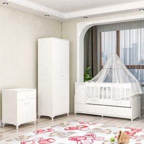 Garaj Home Pırlanta Yıldız 2 Kapaklı Bebek Odası Takımı Beyaz Mavi Kombinli Uyku Seti