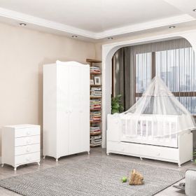 Garaj Home Pırlanta Yıldız 3 Kapaklı Bebek Odası Takımı Mavi Kombinli Uyku Seti