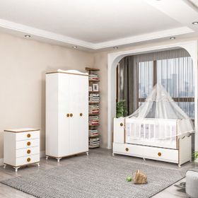Garaj Home Pırlanta Yıldız 3 Kapaklı Bebek Odası Takımı Sümela Krem Kombinli Uyku Seti