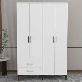 Garaj Home Vera 4 Kapaklı 2 Çekmeceli Beyaz Dolap