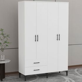 Garaj Home Vera 4 Kapaklı 2 Çekmeceli Beyaz Dolap