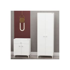 Garaj Home Yıldız 2 Kapaklı Beyaz Dolap ve Kapaklı Şifonyer