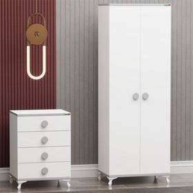 Garaj Home Yıldız 2 Kapaklı Gri Dolap ve Şifonyer