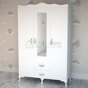 GarajHome Aynalı Beyaz 3 Kapaklı Dolap