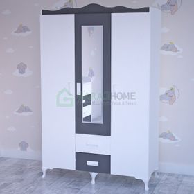 GarajHome Aynalı Beyaz 3 Kapaklı Dolap