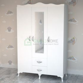 GarajHome Aynalı Beyaz 3 Kapaklı Dolap