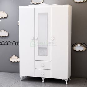 GarajHome Aynalı Beyaz 3 Kapaklı Dolap