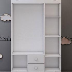 GarajHome Beyaz 3 Kapaklı Aynalı 2 Çekmeceli Dolap ve 4 Çekmeceli Şifonyer