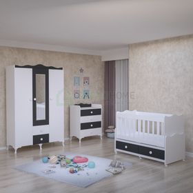 GarajHome Elegant Gri-Siyah Bebek Odası Takımı