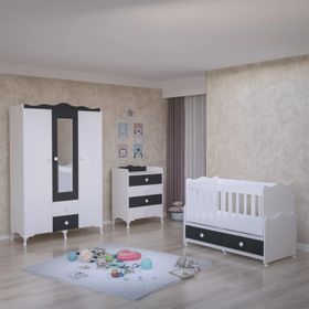 GarajHome Elegant Gri-Siyah Bebek Odası Takımı