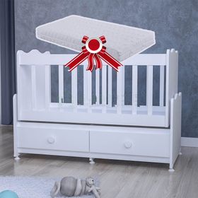 GarajHome Elegant Mdfli Çıtalı 60x120 cm Yataklı Beyaz Beşik