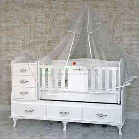 GarajHome Elfin 60x120 cm Uzayan Asansörlü Lüks Uyku Setli Beşik Kombini